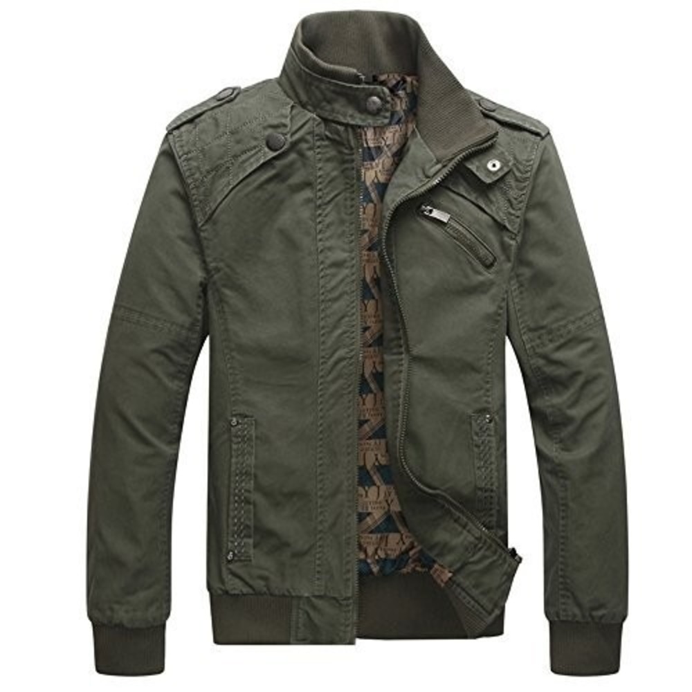 Dwar Men's Washed Cotton Military Outdoor Jackets with Shoulder Straps (Large)